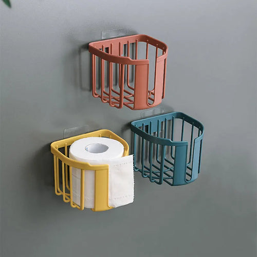 Punch-Free Toilettenpapierregal Badezimmer Küche Tissue Box Wandmontage Klebepapier Aufbewahrungsbox Toilettenpapierhalter Rollenpapier